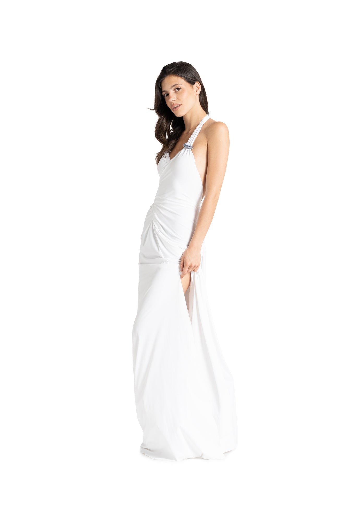 ANTONIA long plain WHITE dress