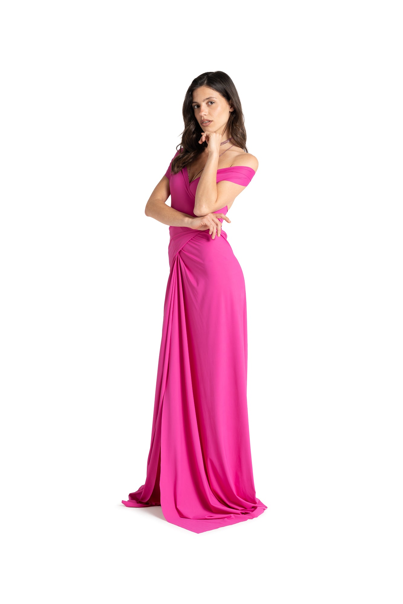 Dress ANTONIA long solid color MAGENTA