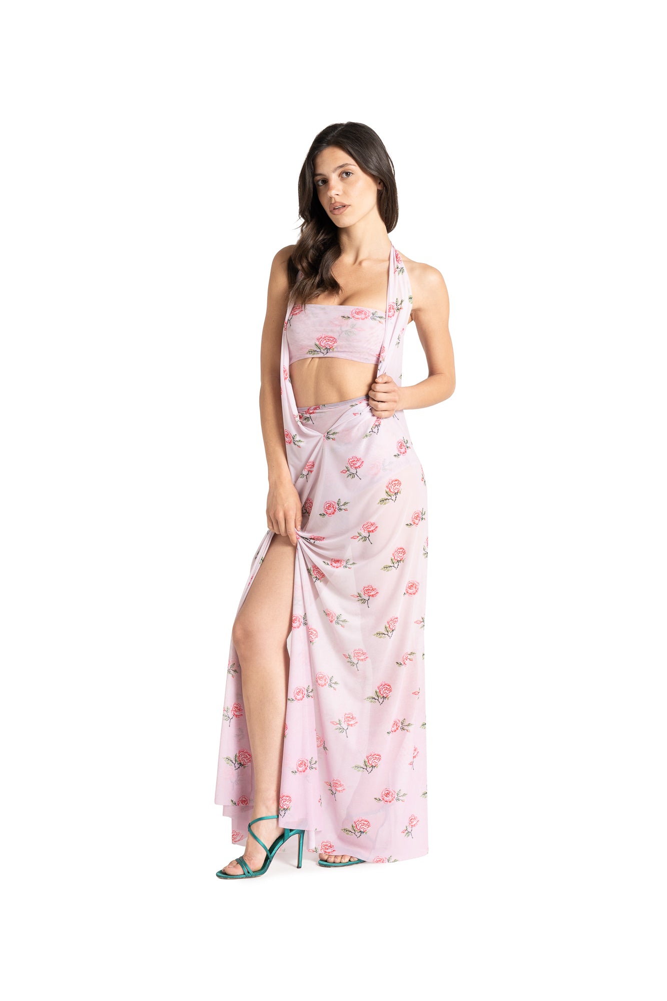 ANTONIA long dress with MARTA ROSE print