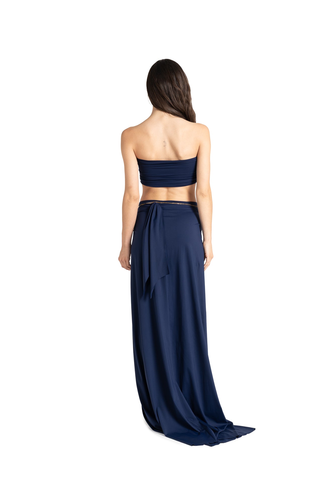Abito ANTONIA lungo tinta unita BLU NAVY