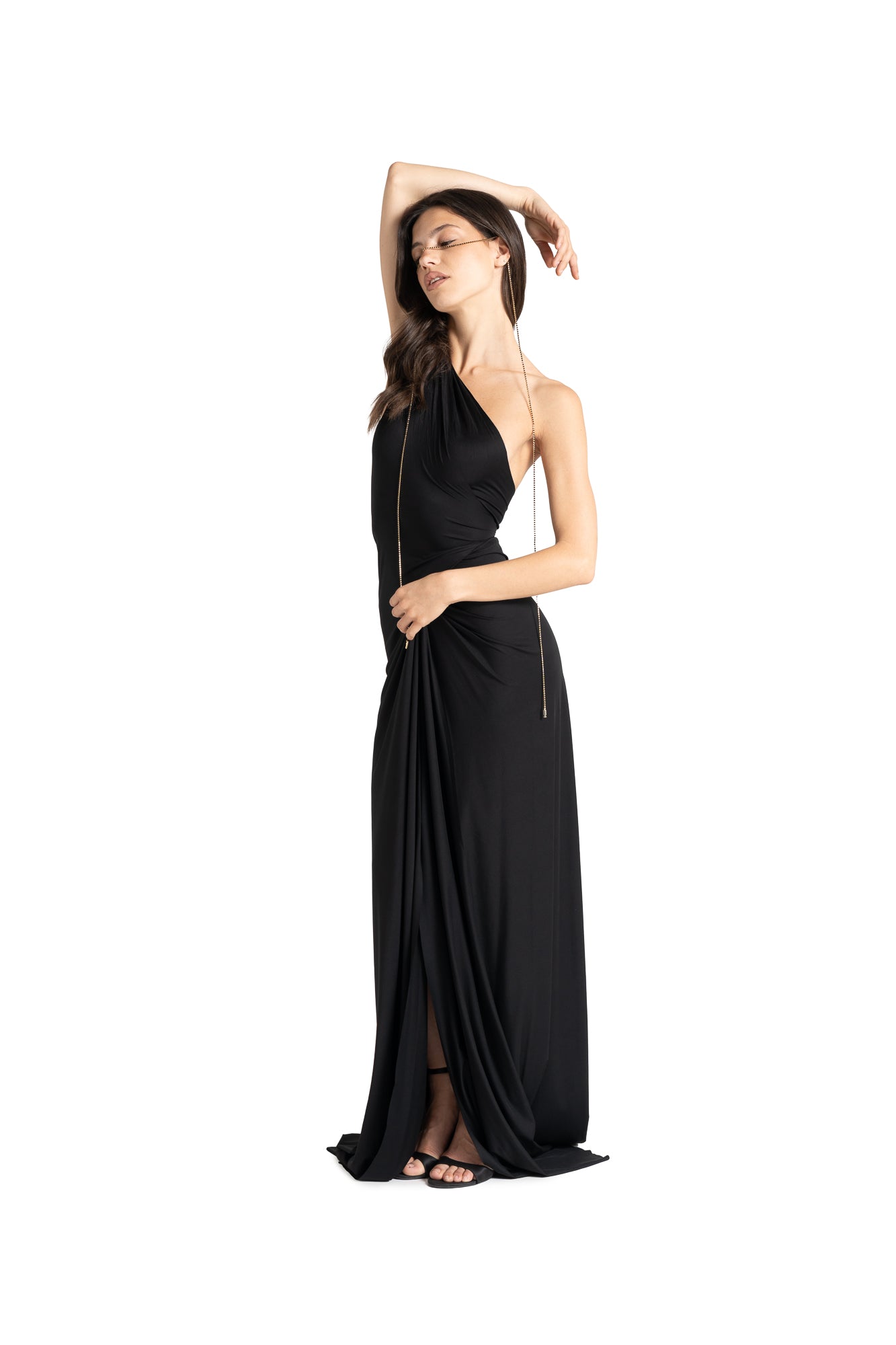 ANTONIA solid black long dress