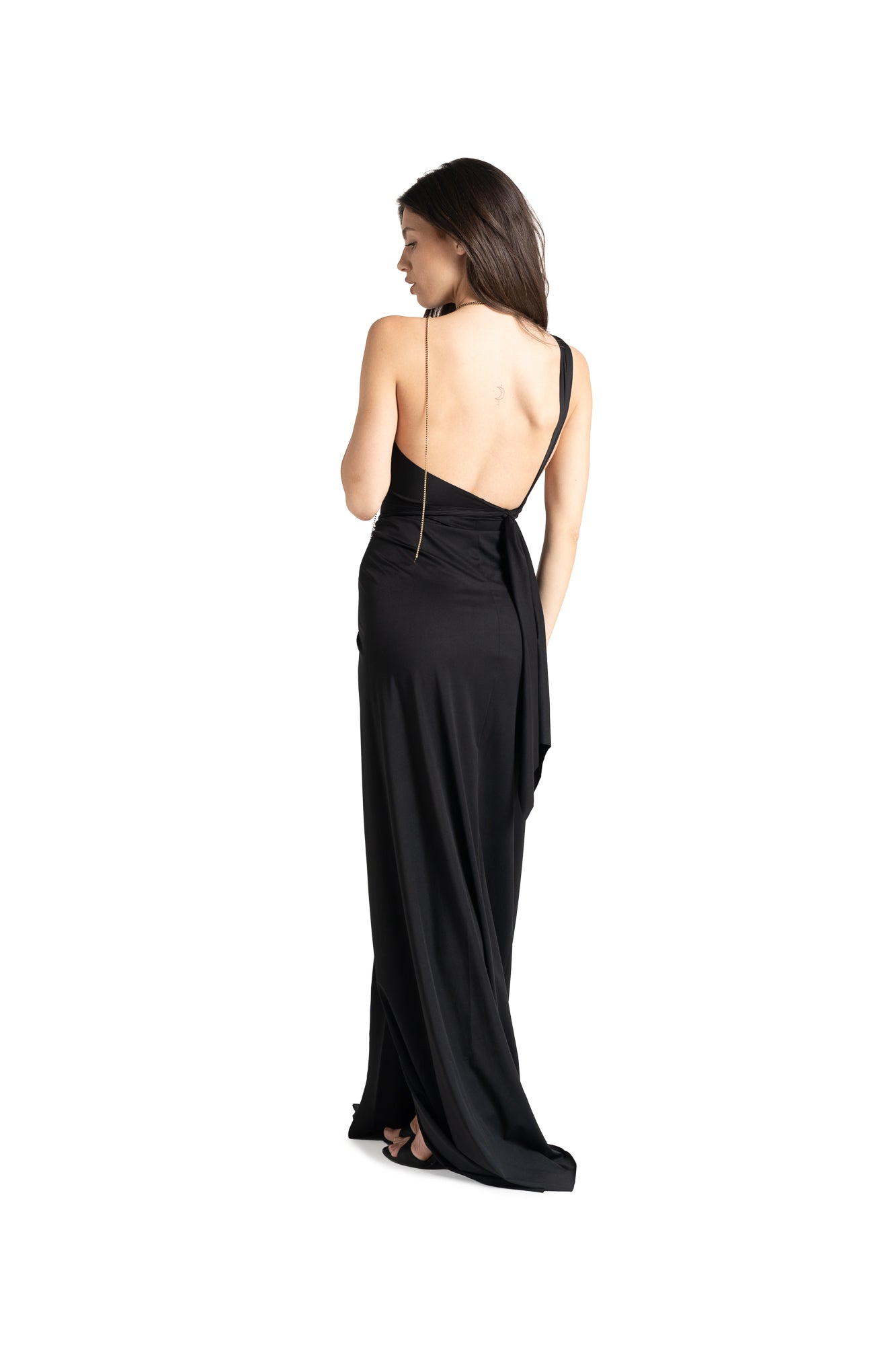 ANTONIA solid black long dress